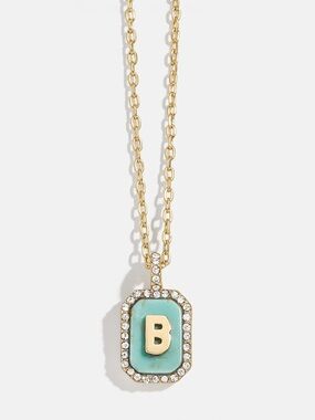 Baublebar “B” Gold & Turquoise Initial Necklace